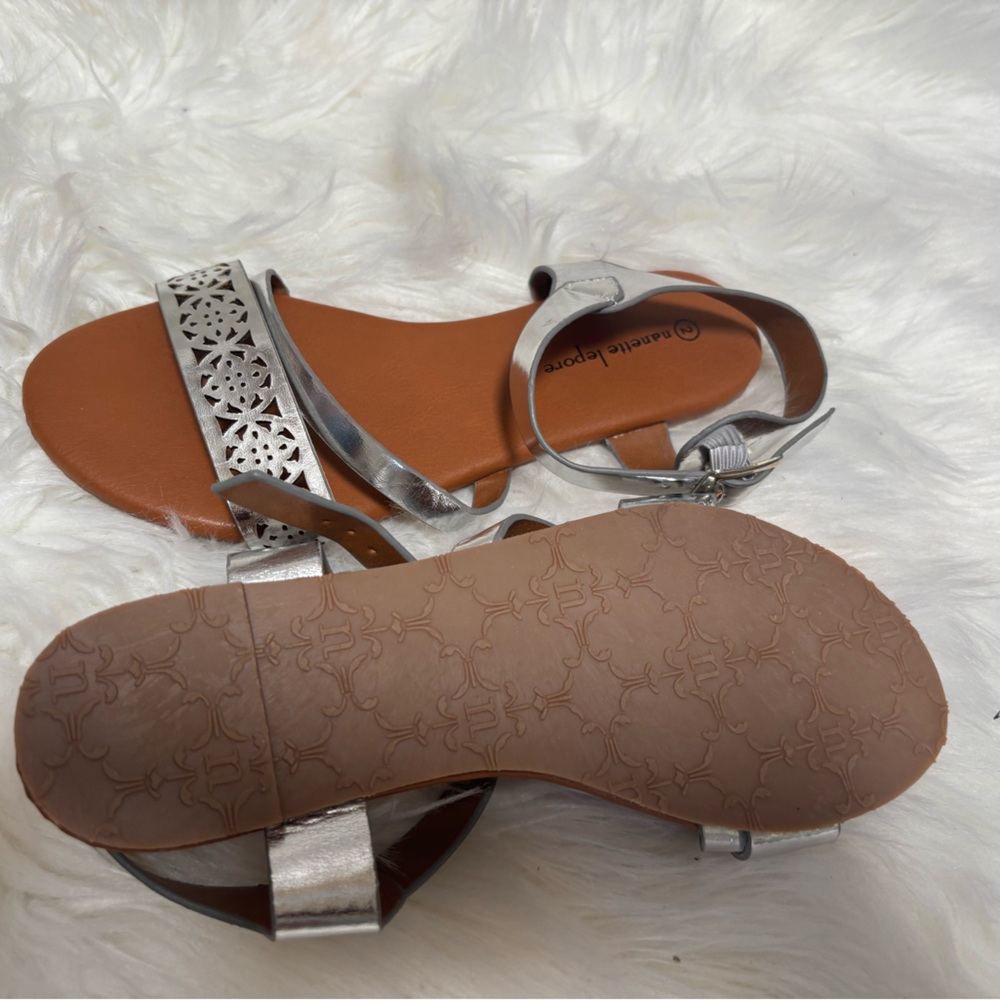 Nanette Lepore Silver Sandals with Cutout Design